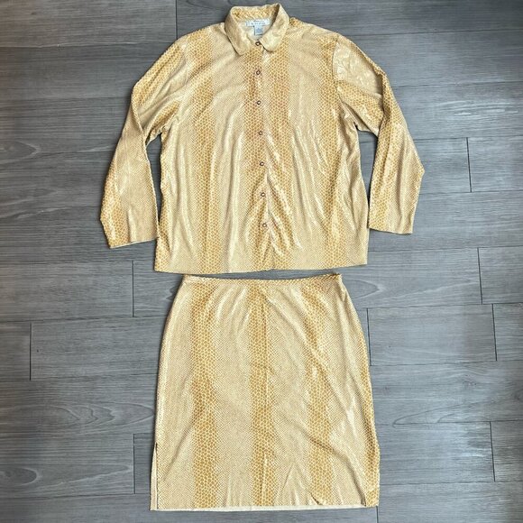 Savvy by DT Studio Other - Vtg Savvy By DT Studio Faux Snakeskin Blouse & Skirt Matching Set Size XL